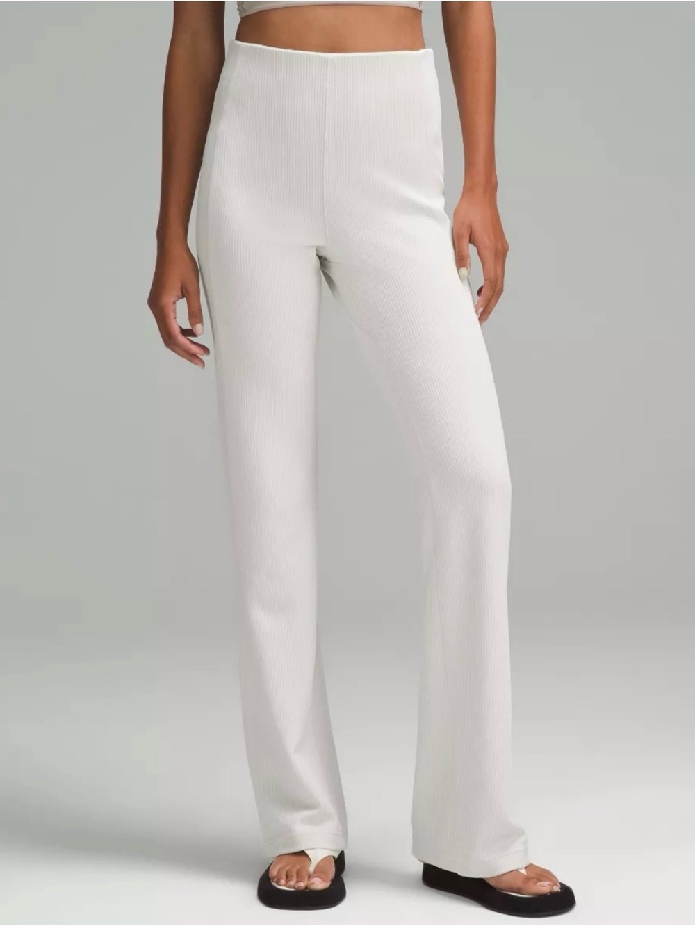 Lululemon Ribbed Softstreme Flared Pant Regular White Opal Size 10 NWT